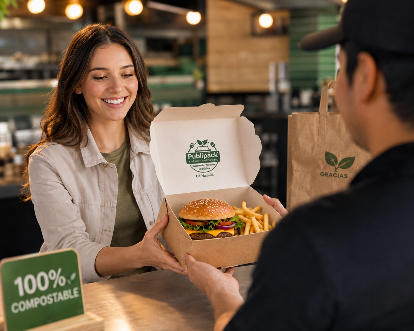 Caja - Hamburguesa y papas