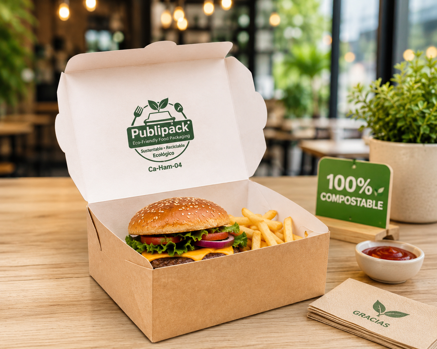 Caja - Hamburguesa y papas