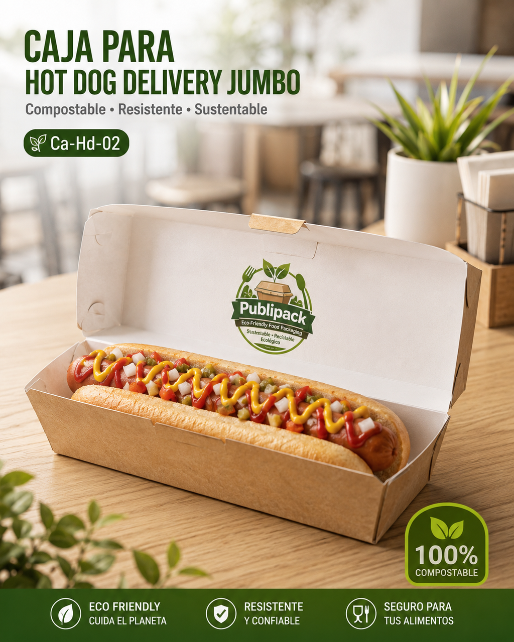 Caja Hot dog delivery Jumbo